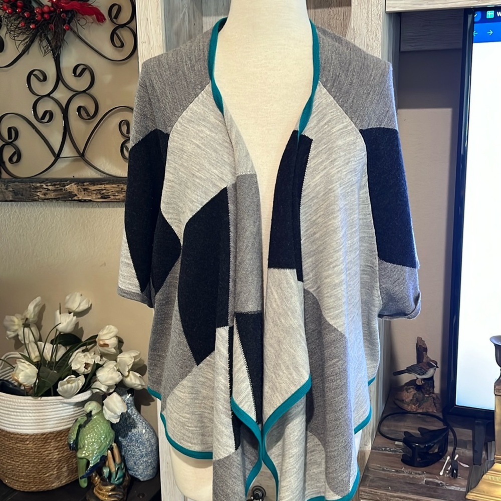Madison Hill open front, poncho, kimono, wrap style cardigan wool blend